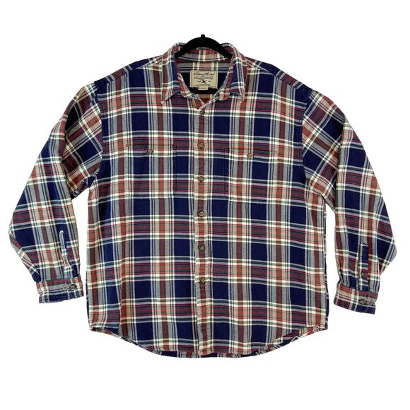 VTG 90s Eddie Bauer Thick Button Up Shirt Men's XL Multicolor Plaid 100% Cotton - Picture 1 of 5